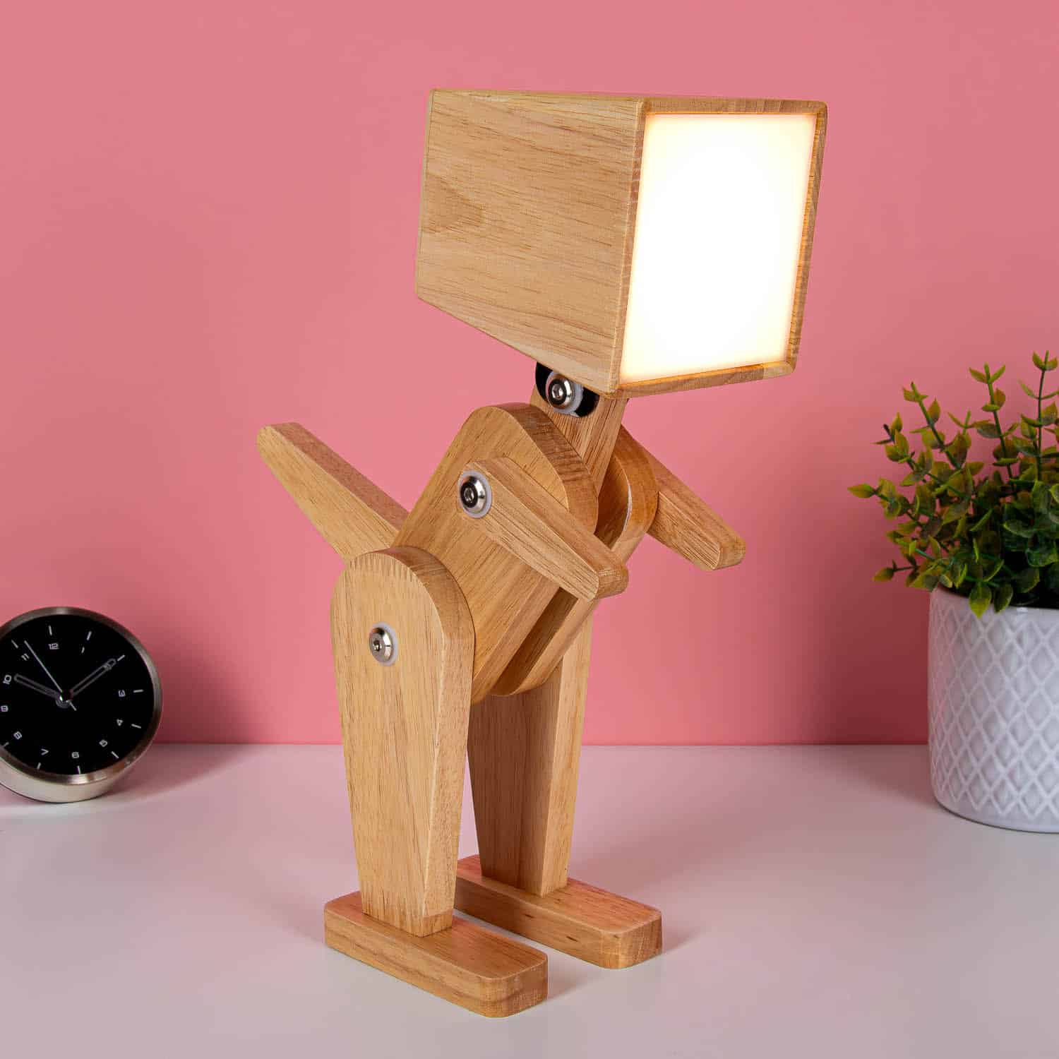 Houten dino tafellamp